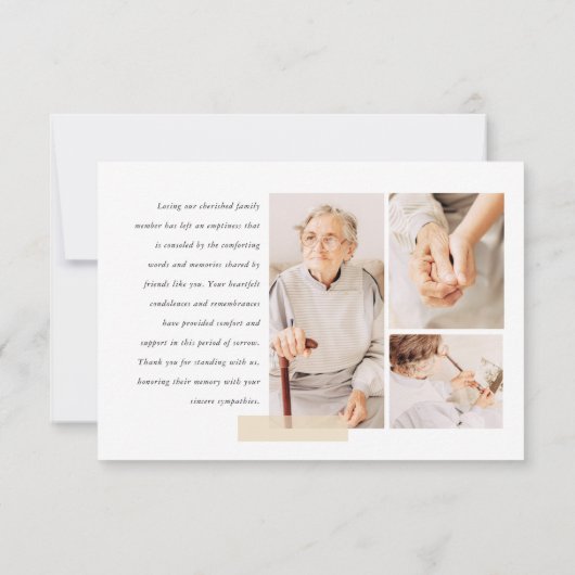 メモリシンプルーモダン祈りの言葉7フォトグリッド サンキューカード (裏面)