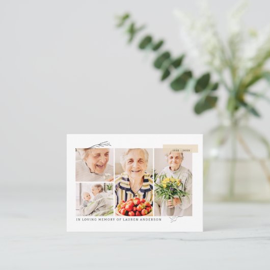 メモリシンプルーモダン祈りの言葉7フォトグリッド 名刺 (スタンド正面)