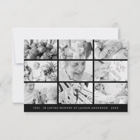 メモリシンプルーモダン9枚グリッド祈りの言葉 サンキューカード (正面)