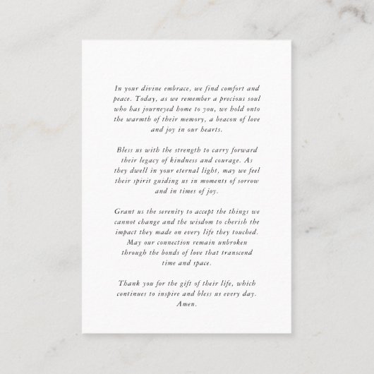 メモリシンプルーモダン9枚祈りの言葉 名刺 (裏面)