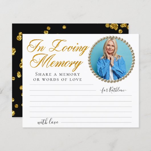 メモリシンプルー葬儀カードの共有写真 (正面/裏面)