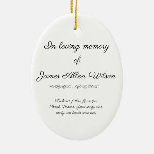 メモリパーソナライズされたアルセラミックオーナメント セラミックオーナメント (裏面)