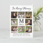 メモリパーソナライズされたー8写真奉仕葬儀 プログラム (スタンド正面)