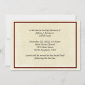 メモリメモリアル招待状で，レッドカヌー 招待状 (裏面)