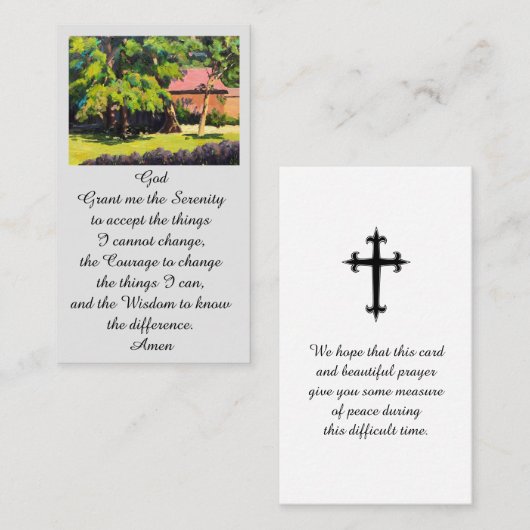 メモリモダンアル葬儀セレニティ祈りの言葉カード 名刺 (正面/裏面)