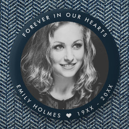 メモリモダンアル |ネイビーブルー葬儀お願い写真 缶バッジ