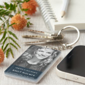 メモリモダンアル |ネイビーブルー葬儀写真 キーホルダー (正面右)
