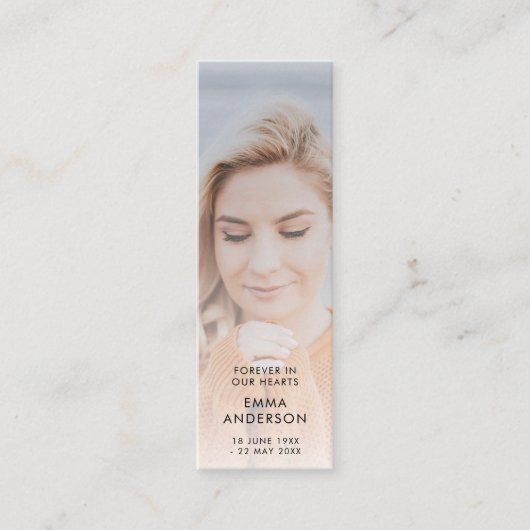 メモリモダンアル |葬儀詩ミニブックマークカード スキニー名刺 (正面)