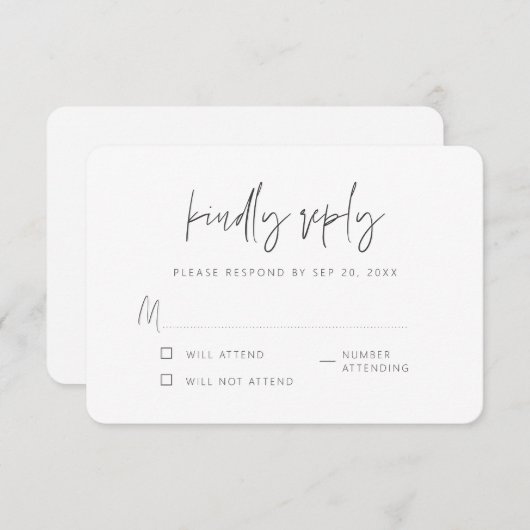 メモリモダンシンプルルCHIC Kind Reply 出欠カード (正面/裏面)