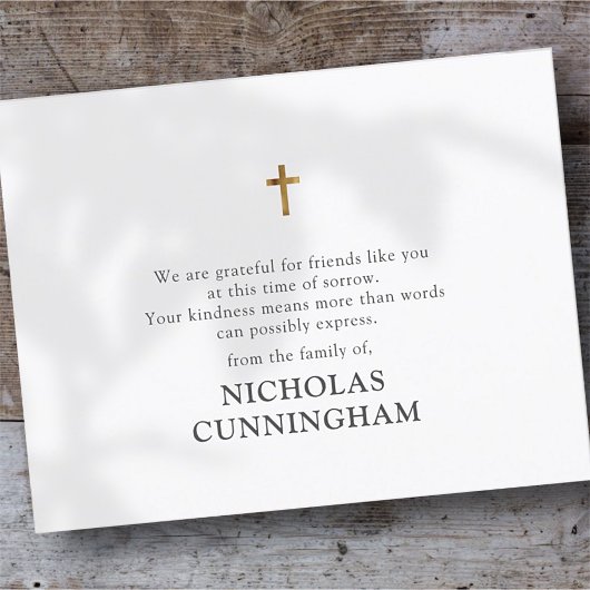 メモリモダンシンプルー金ゴールドクロス サンキューカード