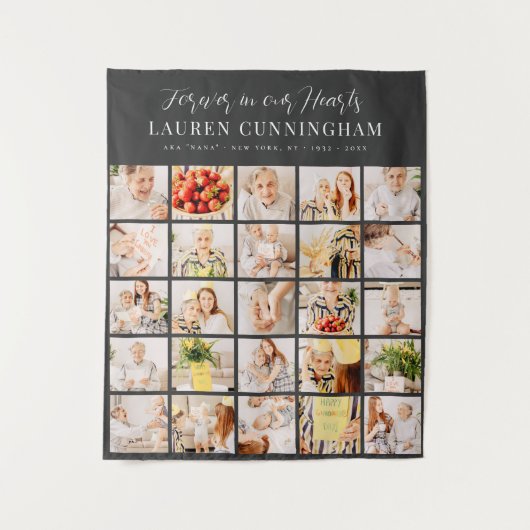 メモリモダンーシンプルミニマル25フォトコラージュ タペストリー (正面)