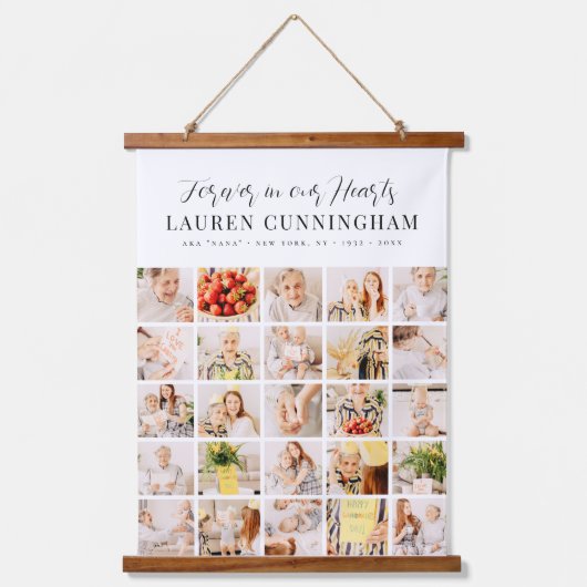 メモリモダンーシンプルミニマル25フォトコラージュ 吊り下げ型タペストリー (正面)