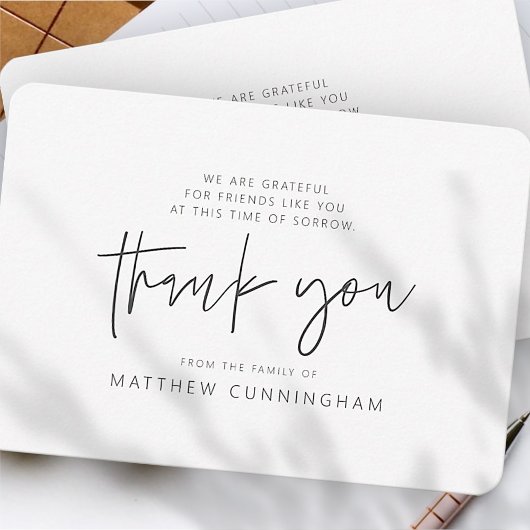 メモリモダンーシンプルルのミニマリストブラック&ホワイト サンキューカード