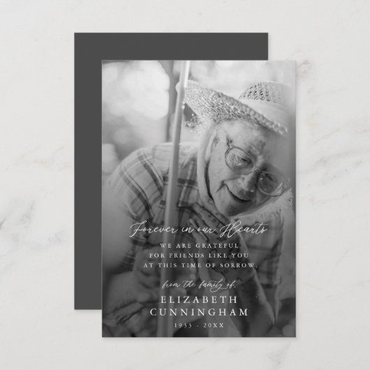 メモリモダンーシンプルルハート写真 サンキューカード (正面/裏面)