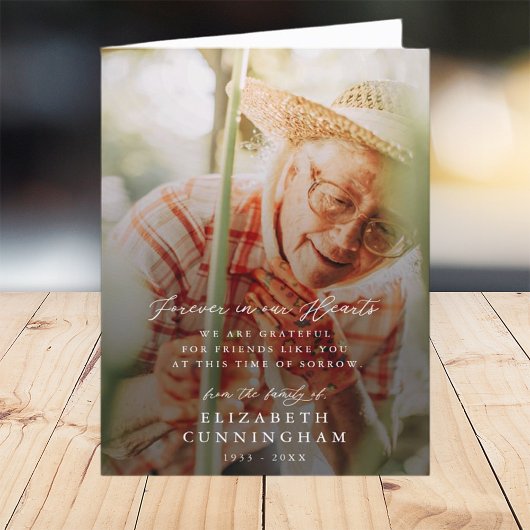 メモリモダンーシンプルルハート写真 サンキューカード