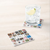 メモリモダンーズ22フォトコラージュ&カスタム文字 スクエアペーパーコースター (インサイチュ)