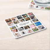 メモリモダンーズ22フォトコラージュ&カスタム文字 スクエアペーパーコースター (アングル)