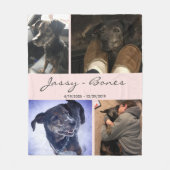 メモリモダンーペットフォトコラージュ赤面ピンク フリースブランケット (正面)