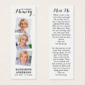 メモリモダンー3フォト祈りの言葉葬儀ブックマーク (正面&裏面)