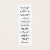 メモリモダンー3写真葬式祈りの言葉ブックマーク (裏面)