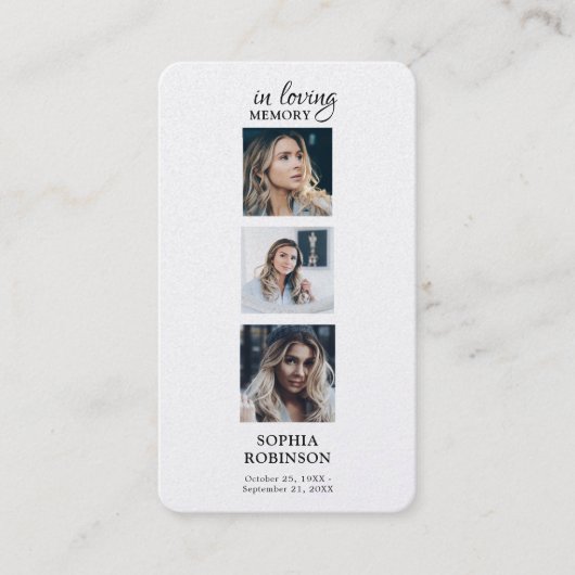 メモリモダンー3写真葬式祈りの言葉ブックマーク 名刺 (正面)