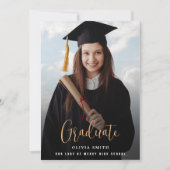 メモリモダン写真付き卒業招待状 招待状 (正面)