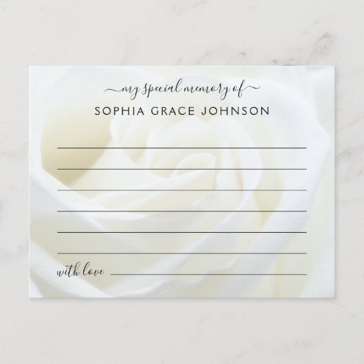 メモリーをシェアする ローズ フローラル葬儀 ポストカード (正面)