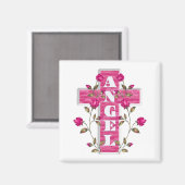 メモリーエンジェルマグネットにピンク マグネット (正面/裏面)