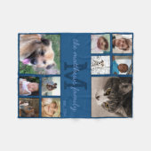 メモリーズクラシックブルーモノグラム10フォトコラージュ フリースブランケット (正面(横))