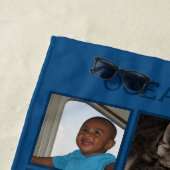 メモリーズクラシックブルーモノグラム6フォトコラージュ ビーチタオル (インサイチュ)