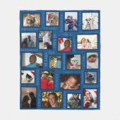 メモリーズクラシックブルーユア20フォトコラージュ フリースブランケット (正面)