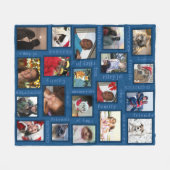 メモリーズクラシックブルーユア20フォトコラージュ フリースブランケット (正面(横))