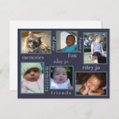 メモリーズネービーブルーアニー大事な行事6フォトコラージュ ポストカード (正面/裏面)