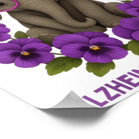 メモリーズハイマーの認識度パープルエレファントフラワー ポスター (角)