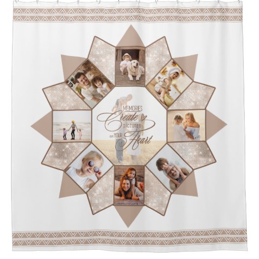 メモリーズ写真コラージュ地球トーンID1016 シャワーカーテン (正面)