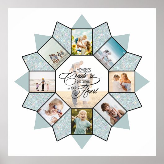 メモリーズ写真コラージュ海ガラスID1016 ポスター (正面)