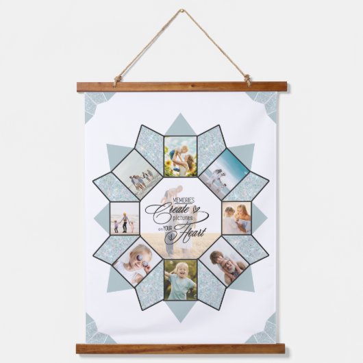 メモリーズ写真コラージュ海ガラスID1016 吊り下げ型タペストリー (正面)