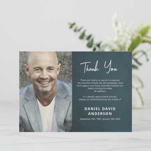 メモリーフォトグミニマルレイ悔やみや弔慰 サンキューカード (スタンド正面)