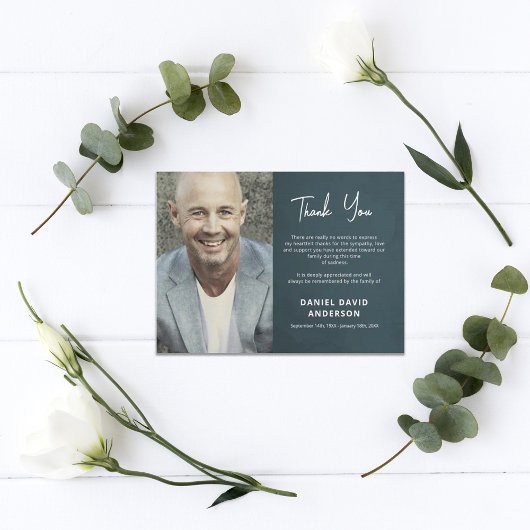 メモリーフォトグミニマルレイ悔やみや弔慰 サンキューカード