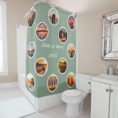 メモリーフォトコラージュ水玉模様 モノグラムの シャワーカーテン (インサイチュ)