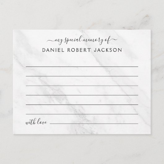 メモリー フォト カード 葬儀 白大理石 (正面)