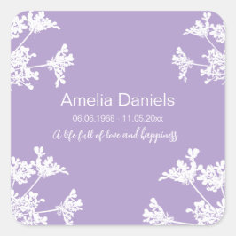 メモリ内の白いワイルドフラワー スクエアシール