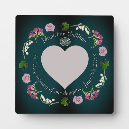 「メモリ内」フォトカスタムフローラハート フォトプラーク (正面)