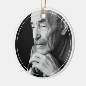 メモリ写真を愛する白のミニマル主義者 セラミックオーナメント (左)