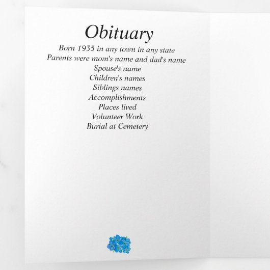 メモリ忘れー私ではないフローラ詩の三重 三つ折り案内状 (内部最初)