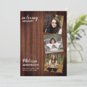 メモリ素朴アル3フォトコラージュ悔やみや弔慰葬儀 サンキューカード (スタンド正面)