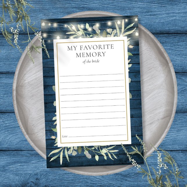 メモリ素朴グお気に入りのリーブライダルシャワーカード (Rustic Favorite Memory Greenery Bridal Shower Card)