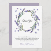 メモリ素朴ラベンダー悔やみや弔慰ありがとう 招待状 (正面/裏面)