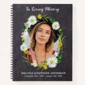 メモリ素朴ルデイジーフローラ葬儀ゲストブック ノートブック (正面)