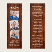 メモリ素朴ー3写真葬式祈りの言葉ブックマーク (正面&裏面)